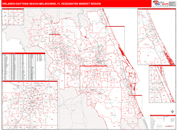 Orlando-Daytona Beach-Melbourne, FL DMR Wall Map Red Line Style