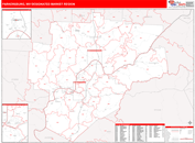 Parkersburg, WV DMR Wall Map Red Line Style