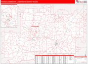 Peoria-Bloomington, IL DMR Wall Map Red Line Style