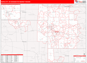 Rapid City, SD DMR Wall Map Red Line Style