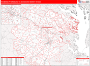 Richmond-Petersburg, VA DMR Wall Map Red Line Style