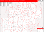 Rochester, MN-Mason City, IA-Austin, MN DMR Wall Map Red Line Style