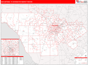 San Antonio, TX DMR Wall Map Red Line Style