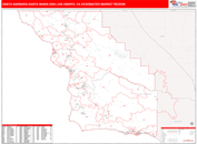 Santa Barbara-Santa Maria-San Luis Obispo, CA DMR Wall Map Red Line Style