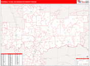 Sherman, TX-Ada, OK DMR Wall Map Red Line Style