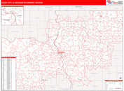 Sioux City, IA DMR Wall Map Red Line Style