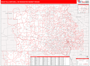 Sioux Falls (Mitchell), SD DMR Wall Map Red Line Style