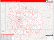Springfield, MO DMR Wall Map Red Line Style