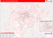 St. Louis, MO DMR Wall Map Red Line Style