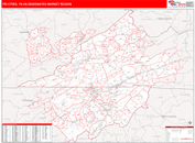Tri-Cities, TN-VA DMR Wall Map Red Line Style