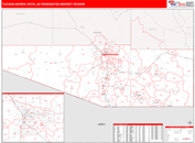 Tucson (Sierra Vista), AZ DMR Wall Map Red Line Style