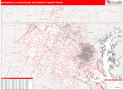 Washington, DC (Hagerstown, MD) DMR Wall Map Red Line Style