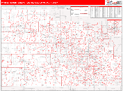 Wichita-Hutchinson Plus, KS DMR Wall Map Red Line Style