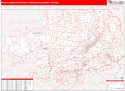 Wilkes Barre-Scranton, PA DMR Wall Map Red Line Style