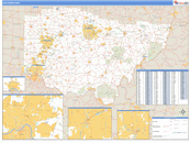 Southern State Sectional Wall Map Basic Style