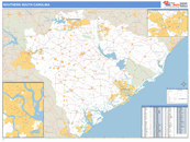 Southern State Sectional Wall Map Basic Style