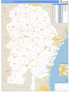 South Eastern State Sectional Wall Map Basic Style