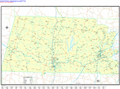 Western State Sectional Wall Map Basic Style