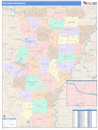 Eastern State Sectional Wall Map Color Cast Style