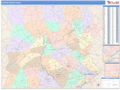 Eastern State Sectional Wall Map Color Cast Style