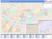 Eastern State Sectional Wall Map Color Cast Style