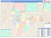 Eastern State Sectional Wall Map Color Cast Style