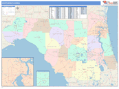 Northern State Sectional Wall Map Color Cast Style