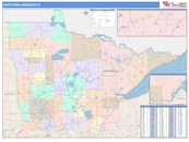 Northern State Sectional Wall Map Color Cast Style