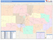 Northern State Sectional Wall Map Color Cast Style