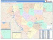 North Western State Sectional Wall Map Color Cast Style