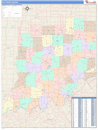 Southern State Sectional Wall Map Color Cast Style