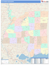 Southern State Sectional Wall Map Color Cast Style