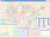 Southern State Sectional Wall Map Color Cast Style