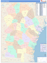 South Eastern State Sectional Wall Map Color Cast Style