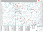 Central  State Sectional Wall Map Premium Style