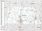 Western State Sectional Wall Map Premium Style