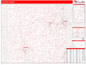 Eastern State Sectional Wall Map Red Line Style