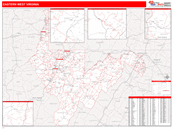 Eastern State Sectional Wall Map Red Line Style