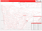 Northern State Sectional Wall Map Red Line Style