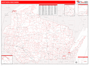 Northern State Sectional Wall Map Red Line Style