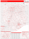 North Eastern State Sectional Wall Map Red Line Style