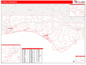 Panhandle State Sectional Wall Map Red Line Style