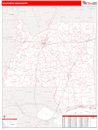 Southern State Sectional Wall Map Red Line Style