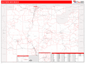 Southern State Sectional Wall Map Red Line Style