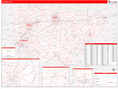 Southern State Sectional Wall Map Red Line Style