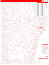 South Eastern State Sectional Wall Map Red Line Style