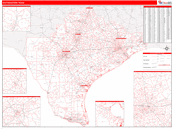 South Eastern State Sectional Wall Map Red Line Style