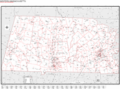 Western State Sectional Wall Map Red Line Style