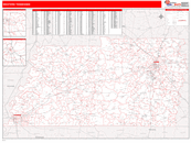 Western State Sectional Wall Map Red Line Style