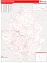 Western State Sectional Wall Map Red Line Style